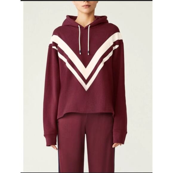 Tory Burch Tops - Tory Burch Sport French Terry Chevron Pullover Hoodie Maroon Womens Size Medium